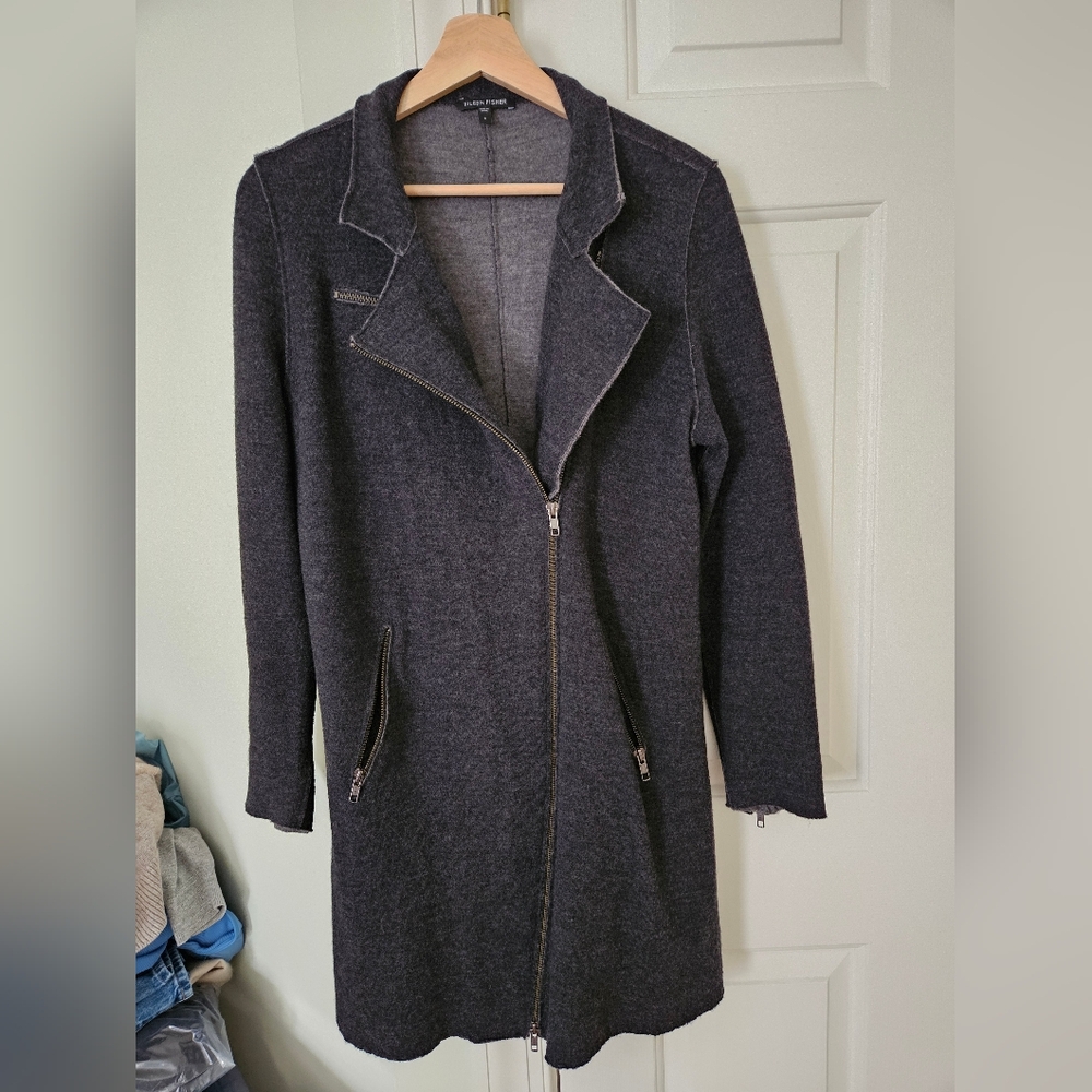 Eileen Fisher merino wool moto jacket
